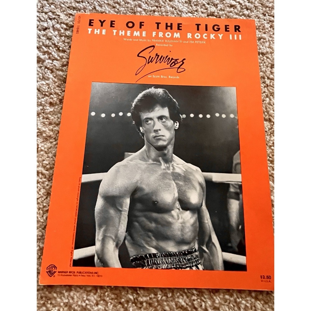 Vintage Sheet Music  1982  " Eye of the Tiger " Theme Music of  Rocky III Movie